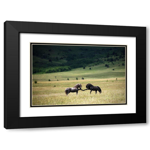 Peace Black Modern Wood Framed Art Print with Double Matting by Vidak, Vedran