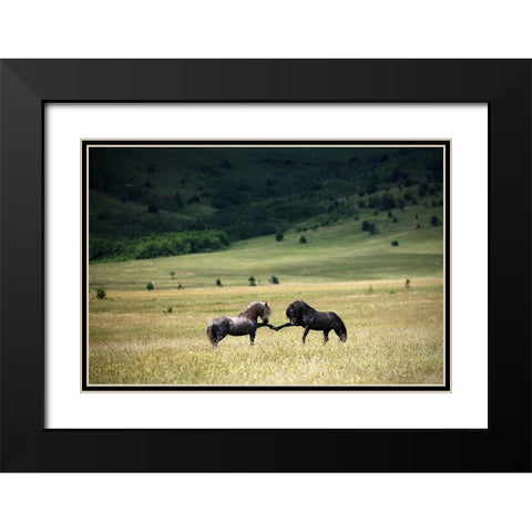 Peace Black Modern Wood Framed Art Print with Double Matting by Vidak, Vedran