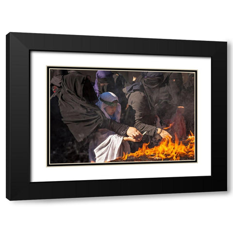 Chehel Minbari Black Modern Wood Framed Art Print with Double Matting by Momeni, Mohammadreza