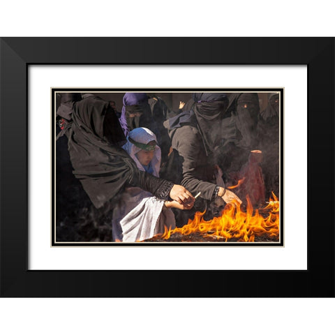 Chehel Minbari Black Modern Wood Framed Art Print with Double Matting by Momeni, Mohammadreza