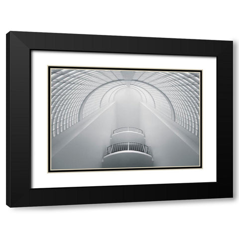 White Black Modern Wood Framed Art Print with Double Matting by T, Nico