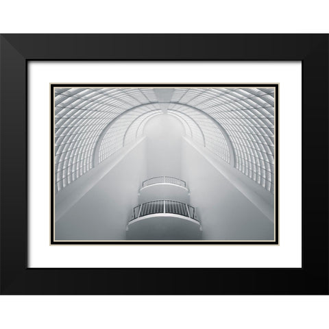 White Black Modern Wood Framed Art Print with Double Matting by T, Nico