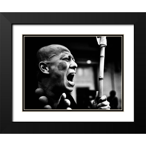 Untitled Black Modern Wood Framed Art Print with Double Matting by Suzuki, Tatsuo