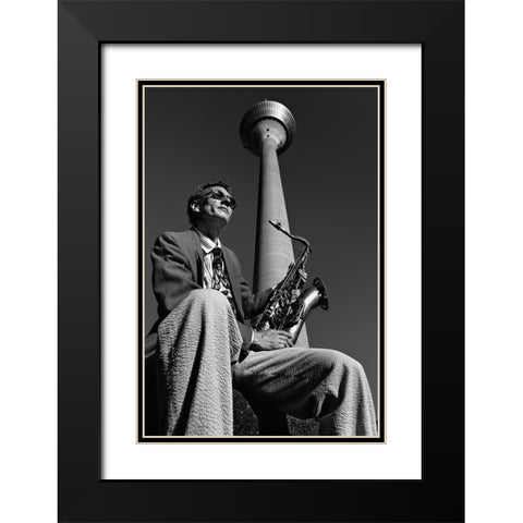 Frank M.-Saxophonist Black Modern Wood Framed Art Print with Double Matting by Ratzer, Klaus