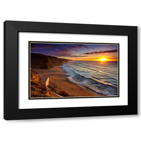 Day One Black Modern Wood Framed Art Print with Double Matting by Gomes, Paulo