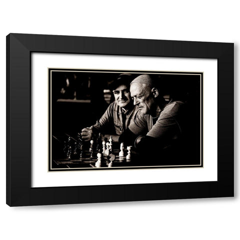 The Chess Player Black Modern Wood Framed Art Print with Double Matting by SC