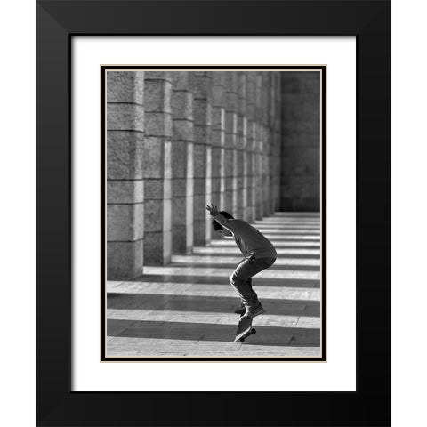 Street Dancer Black Modern Wood Framed Art Print with Double Matting by Pellegrini, Fulvio