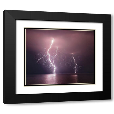 Thunderbolt Over The Sea Black Modern Wood Framed Art Print with Double Matting by Filippini, Nini
