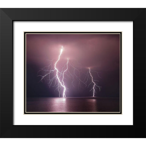 Thunderbolt Over The Sea Black Modern Wood Framed Art Print with Double Matting by Filippini, Nini