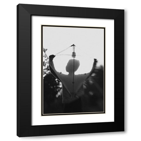 Q Play A Kite 2 Q Black Modern Wood Framed Art Print with Double Matting by Satriani, Jay