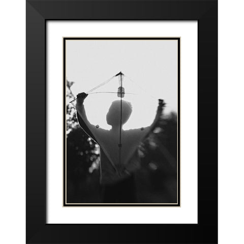 Q Play A Kite 2 Q Black Modern Wood Framed Art Print with Double Matting by Satriani, Jay
