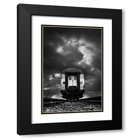 Wagon Black Modern Wood Framed Art Print with Double Matting by Pajkic, Mladjan