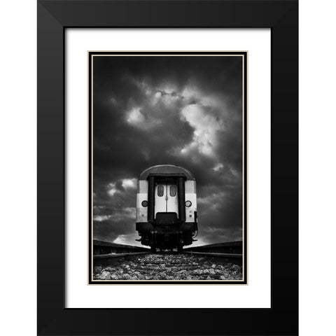 Wagon Black Modern Wood Framed Art Print with Double Matting by Pajkic, Mladjan