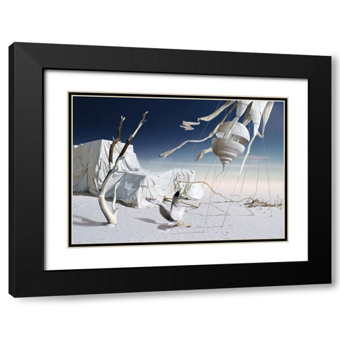 White And Blue Black Modern Wood Framed Art Print with Double Matting by Penchev, Radoslav