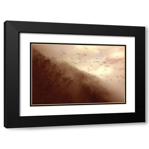 Departure Black Modern Wood Framed Art Print with Double Matting by Murakami, Kiyo