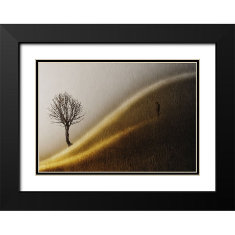Golden hills Black Modern Wood Framed Art Print with Double Matting by Andersen, Helge