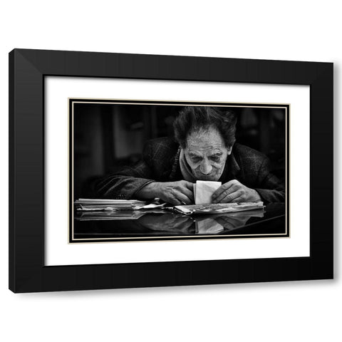 A Little Secret... Black Modern Wood Framed Art Print with Double Matting by Grambone, Antonio