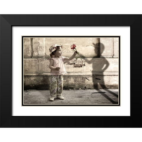 Shyness Black Modern Wood Framed Art Print with Double Matting by Petrus, Alin