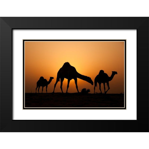 The Desert Ship Black Modern Wood Framed Art Print with Double Matting by Al-Ibrahim, Ahmed