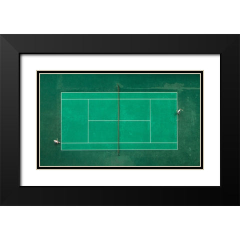Game! Set! Match! Black Modern Wood Framed Art Print with Double Matting by Fegari