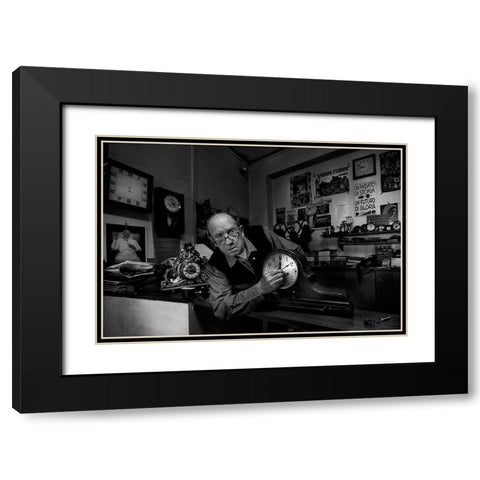 Exact Time.... Black Modern Wood Framed Art Print with Double Matting by Grambone, Antonio