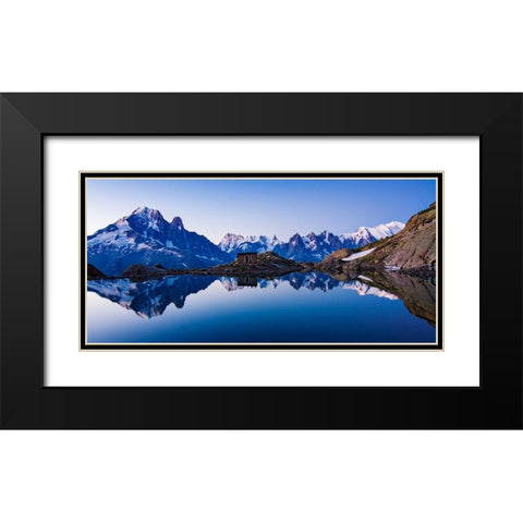Lac Blanc Panorama Black Modern Wood Framed Art Print with Double Matting by Costina, Mircea