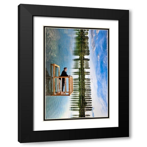 The Balcony (Tribute To P. Ramette) Black Modern Wood Framed Art Print with Double Matting by Kiciak, Christophe
