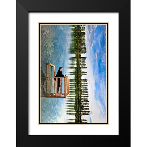 The Balcony (Tribute To P. Ramette) Black Modern Wood Framed Art Print with Double Matting by Kiciak, Christophe