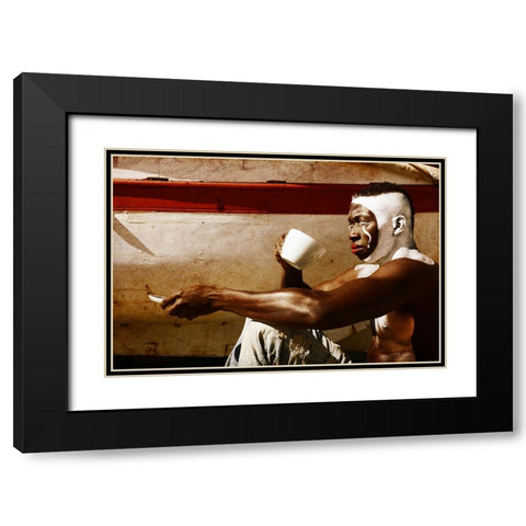 A  MimeS Breakfast Black Modern Wood Framed Art Print with Double Matting by Mest, Olga