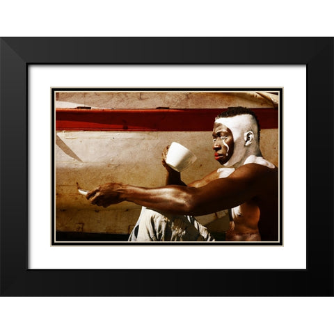 A  MimeS Breakfast Black Modern Wood Framed Art Print with Double Matting by Mest, Olga