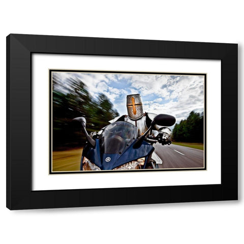 Knight Rider Black Modern Wood Framed Art Print with Double Matting by Kiciak, Christophe
