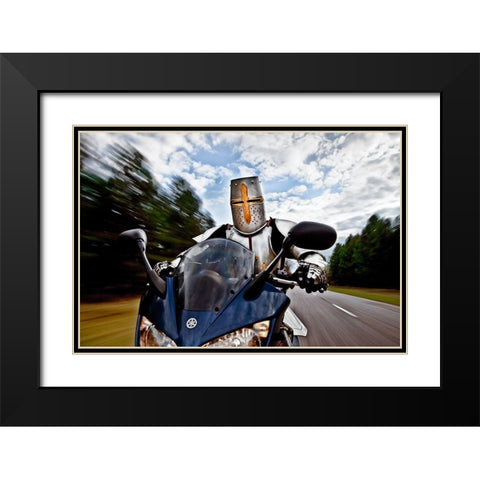 Knight Rider Black Modern Wood Framed Art Print with Double Matting by Kiciak, Christophe