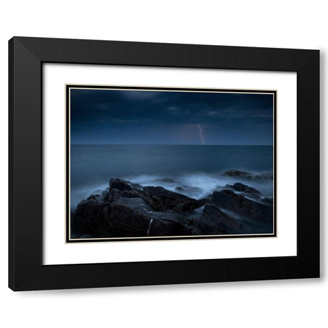 Storm Over A?Resund Black Modern Wood Framed Art Print with Double Matting by Edman, Andreas