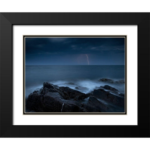 Storm Over A?Resund Black Modern Wood Framed Art Print with Double Matting by Edman, Andreas