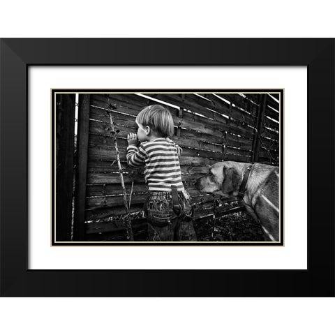 The World From Behind The Fence Black Modern Wood Framed Art Print with Double Matting by Strzelecka, Monika