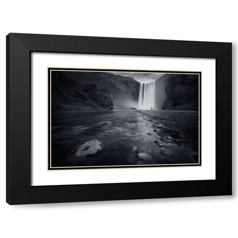 Behind The Curtain Black Modern Wood Framed Art Print with Double Matting by Del Grosso, Sebastien