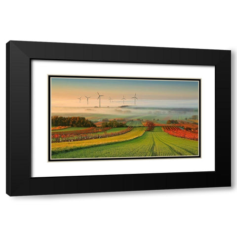 Autumn Atmosphere In Vineyards Black Modern Wood Framed Art Print with Double Matting by Kovac, Matej