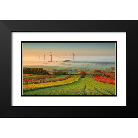 Autumn Atmosphere In Vineyards Black Modern Wood Framed Art Print with Double Matting by Kovac, Matej