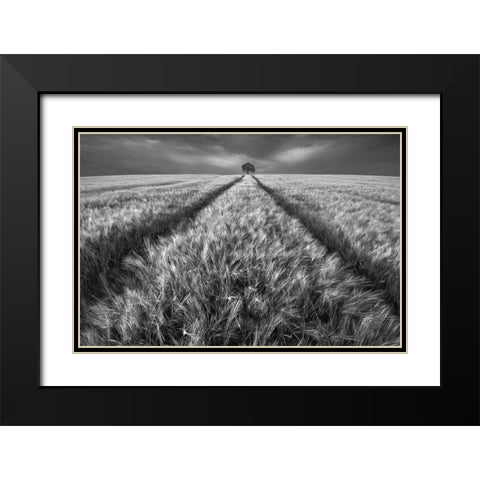 Alone Black Modern Wood Framed Art Print with Double Matting by Krol, Piotr