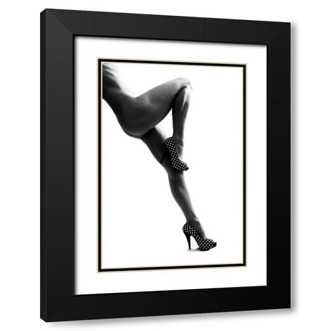 Polka Dots Black Modern Wood Framed Art Print with Double Matting by Peeters, Bart