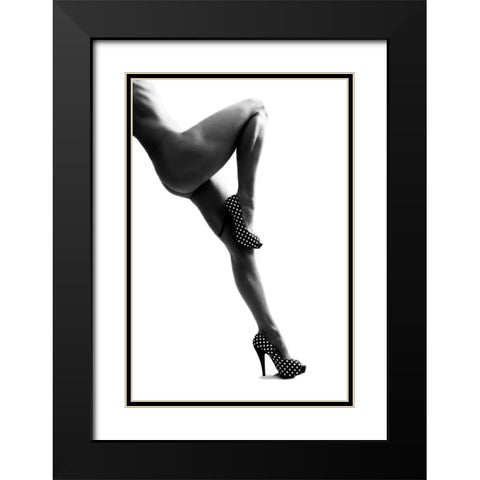 Polka Dots Black Modern Wood Framed Art Print with Double Matting by Peeters, Bart