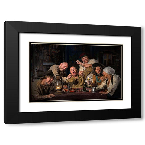 The Dentist - Homage To Caravaggio Black Modern Wood Framed Art Print with Double Matting by Galon Ma, Derek