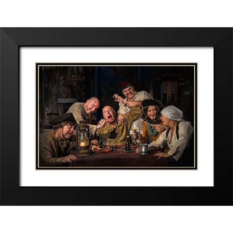 The Dentist - Homage To Caravaggio Black Modern Wood Framed Art Print with Double Matting by Galon Ma, Derek