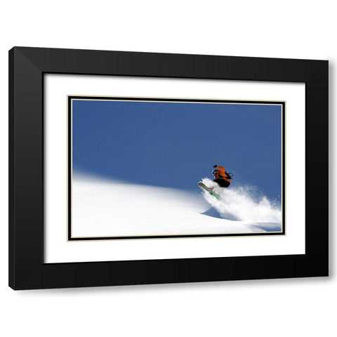 Snowboarder Black Modern Wood Framed Art Print with Double Matting by Vasenev, Evgeny