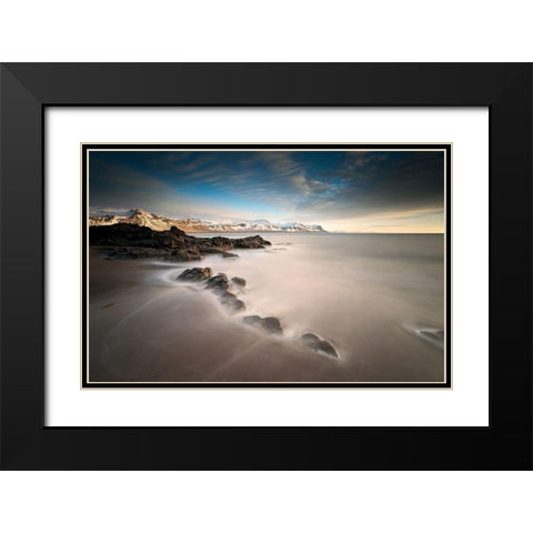 ... Tides Black Modern Wood Framed Art Print with Double Matting by Hoffmann, Raymond