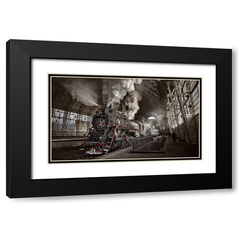 Last From Mohicans Black Modern Wood Framed Art Print with Double Matting by Laudin, Dmitry