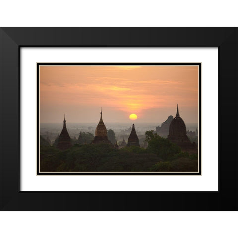 Sunrise Bagan Ii Black Modern Wood Framed Art Print with Double Matting by Wendy