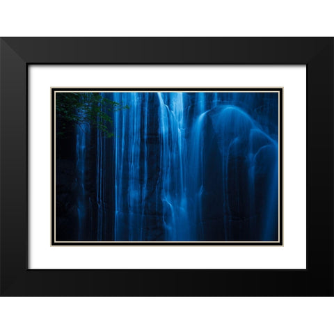 Sycamine Falls Black Modern Wood Framed Art Print with Double Matting by Fujii, Tsuneya