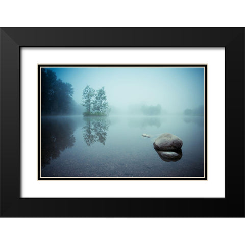 Laguna Morning Black Modern Wood Framed Art Print with Double Matting by Adamec, Robert