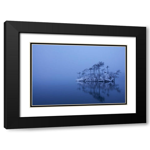 Snowy Morning Black Modern Wood Framed Art Print with Double Matting by Iga, Ikuo